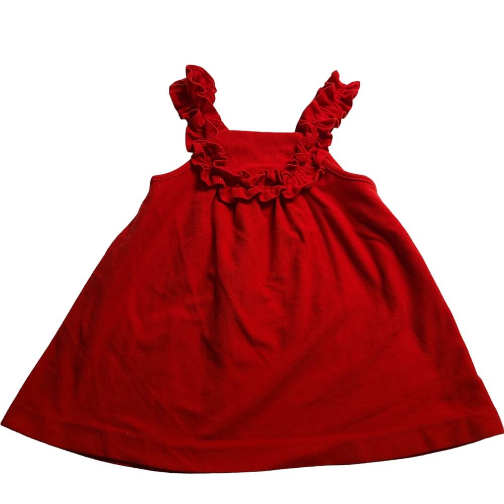 Vintage Her Majesty Red Fleece Sleeveless Girls Dress Size 4 A Line 2089